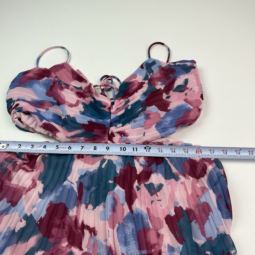 Abercrombie & Fitch Giselle Floral Maxi Dress XL Pink Pleated Resort Costal NWT - Picture 9 of 14